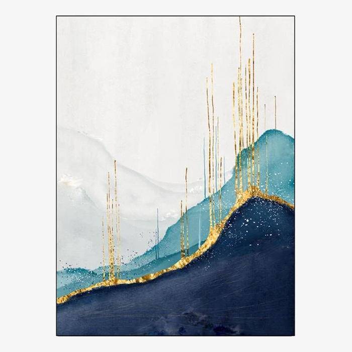 Χαλί vintage σχεδιασμού με πινελιές μπλε και χρυσού Gold C