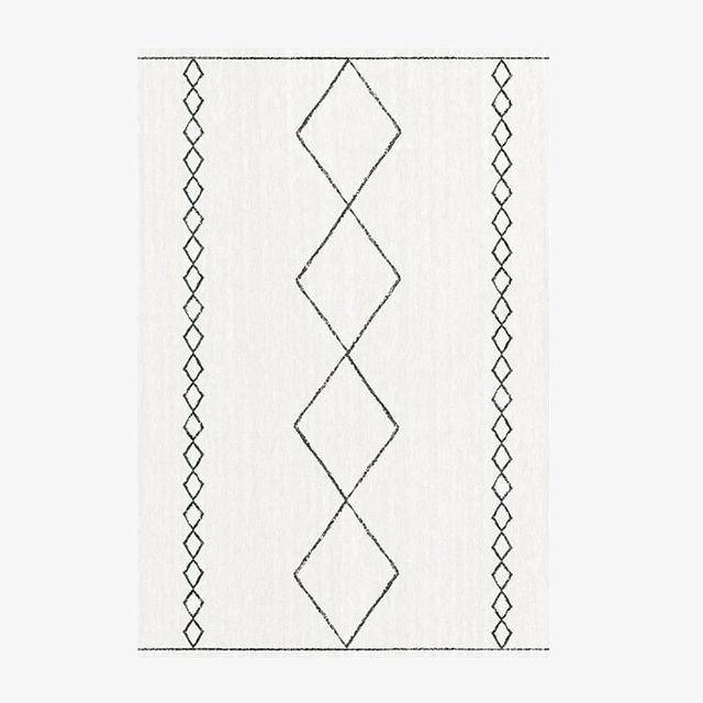 Λευκό βερβερικό ορθογώνιο χαλί με μαύρα σχέδια Sala D