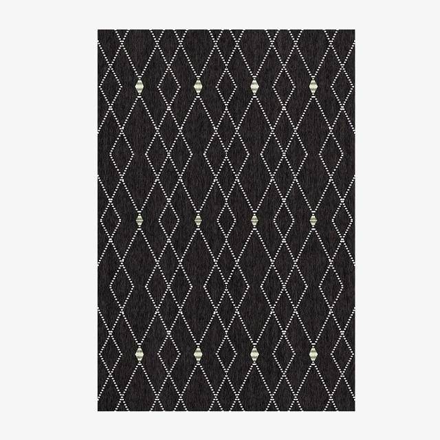 Μαύρο βερβερικό ορθογώνιο χαλί με λευκά σχέδια Sala B