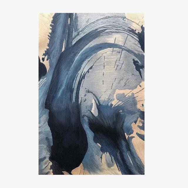 Ορθογώνιο χαλί από καμβά ζωγραφισμένο σε μπλε ματ