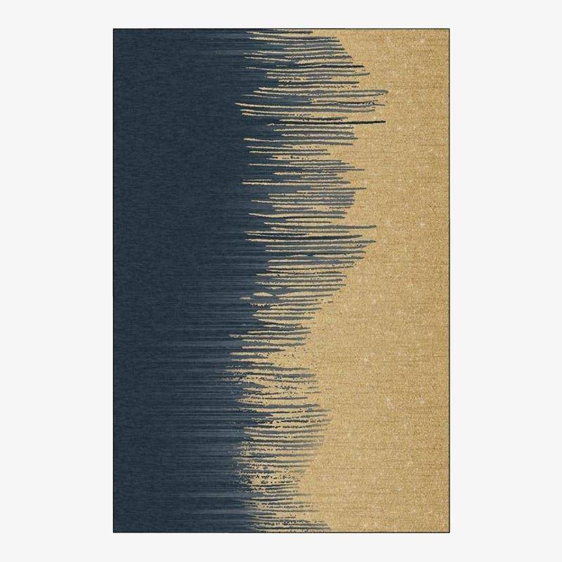 Γλιστρήσει vintage μπλε και κίτρινο ορθογώνιο χαλί