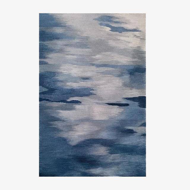 Vintage ορθογώνιο χαλί με λιωμένες μπλε πινελιές Δάπεδο