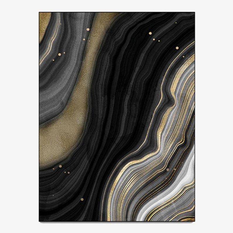 Μοντέρνο μαύρο ορθογώνιο χαλί αφηρημένο στυλ