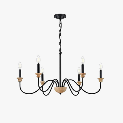 6 Head Chandelier Retro American Rural Wood French Nordic