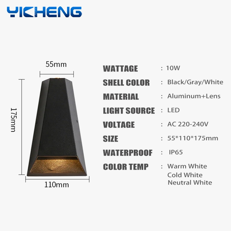 IP65 αδιάβροχο φωτιστικό τοίχου LED εξωτερικού χώρου από αλουμίνιο