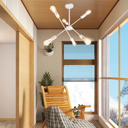 Φωτιστικό οροφής LED σε λευκό μέταλλο με κλαδιά 6 φωτιστικά