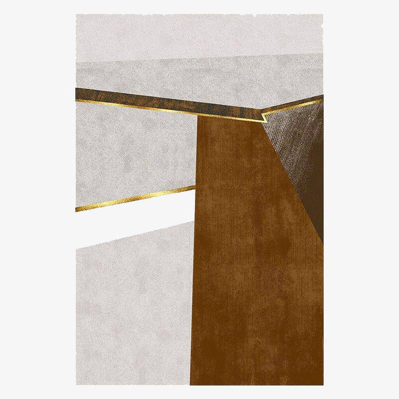Μοντέρνο ορθογώνιο χαλί σε χρυσό γεωμετρικό στιλ Α