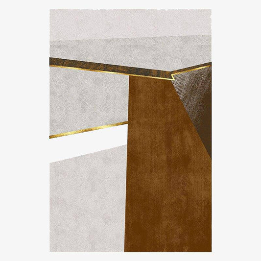 Μοντέρνο ορθογώνιο χαλί σε χρυσό γεωμετρικό στιλ Α
