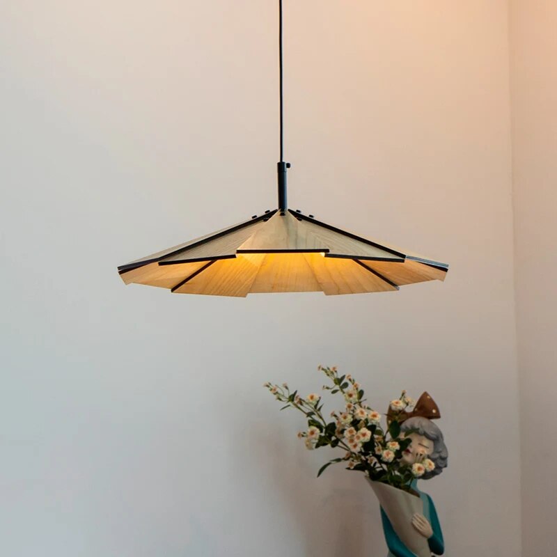 Κρεμαστό φως γιαπωνέζικου στυλ μονόκεφαλο μασίφ ξύλο