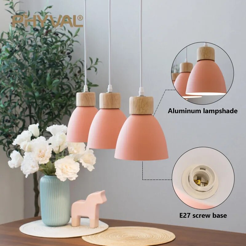 Σκανδιναβικός ξύλινος πολυέλαιος 3 κεφαλών διακόσμηση