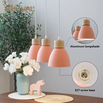 Σκανδιναβικός ξύλινος πολυέλαιος 3 κεφαλών διακόσμηση