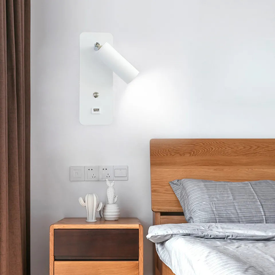 Φώτα τοίχου LED με διακόπτη και διασύνδεση USB Fashion 7W Λευκή μαύρη απλίκα Φωτιστικό Διάδρομος Δίπλα Φωτισμός Art Sconce