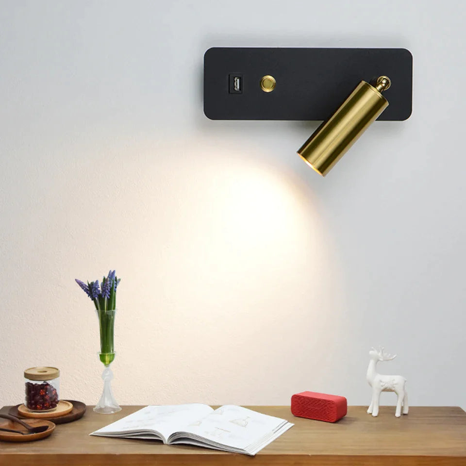 Φώτα τοίχου LED με διακόπτη και διασύνδεση USB Fashion 7W Λευκή μαύρη απλίκα Φωτιστικό Διάδρομος Δίπλα Φωτισμός Art Sconce