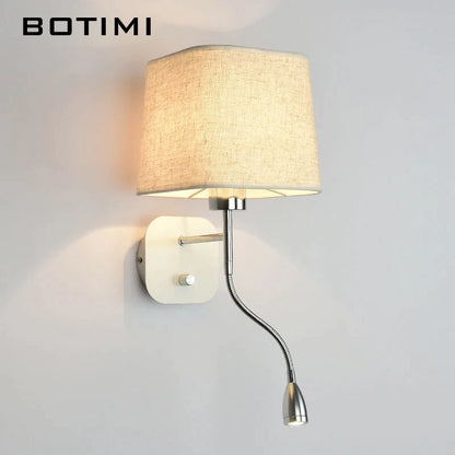 φωτιστικό τοίχου led υφασμάτινο αμπαζούρ e27 home