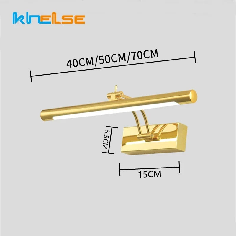 Μοντέρνο αδιάβροχο φως τοίχου LED καλλυντικός καθρέφτης από ανοξείδωτο χάλυβα