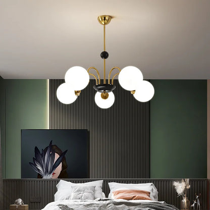 πολυέλαιος λευκό γυαλί σκανδιναβικό αμερικανικό led κρεμαστό ανοιχτό χρυσό