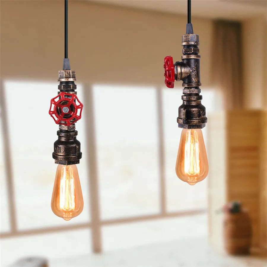 Loft Steampunk Vintage Μεταλλικό Φωτιστικό Σωλήνα Νερού
