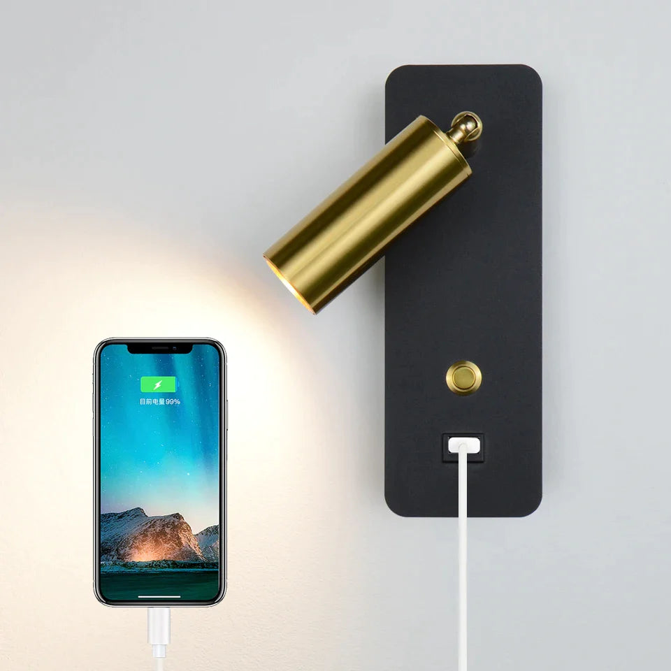 Φώτα τοίχου LED με διακόπτη και διασύνδεση USB Fashion 7W Λευκή μαύρη απλίκα Φωτιστικό Διάδρομος Δίπλα Φωτισμός Art Sconce