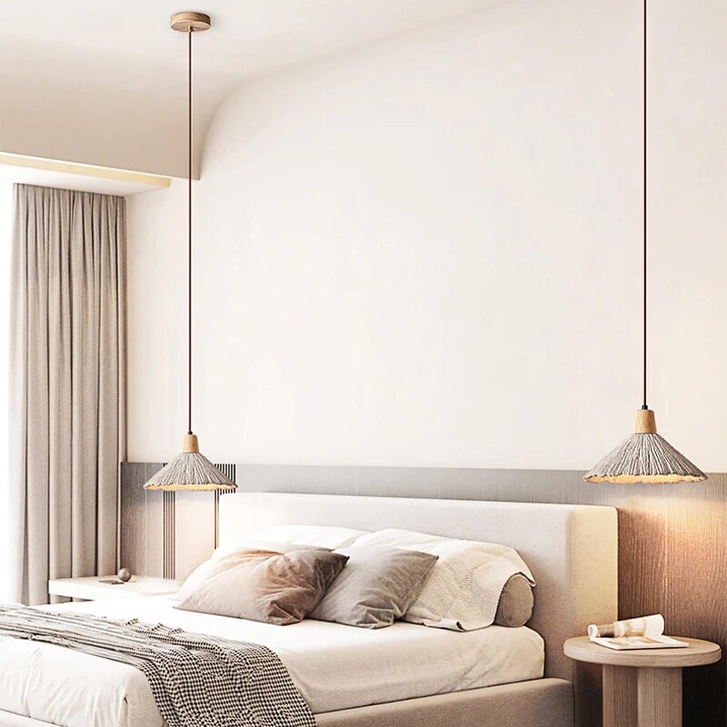 Κρεμαστό ριγέ κωνικό φωτιστικό Wabi Sabi Nordic