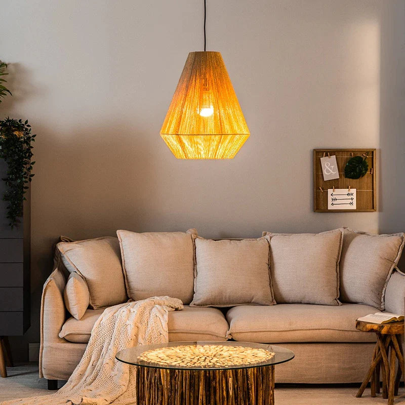 Κρεμαστό φωτιστικό LOFT ρετρό ιαπωνικό σε σχέδιο από ξύλο μπαμπού