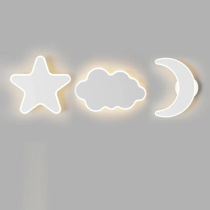 λευκό φωτιστικό τοίχου LED με διαφορετικά παιχνιδιάρικα σχήματα