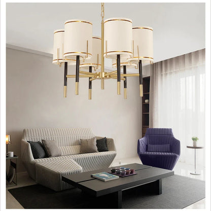 Πολυτελής χάλκινος ντιζάιν πολυέλαιος με αμπαζούρ αμερικάνικου στυλ