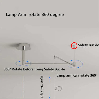 πολυέλαιος σχεδίασης χρωμίου με μακριούς αιωρούμενους βραχίονες που περιστρέφονται 360°