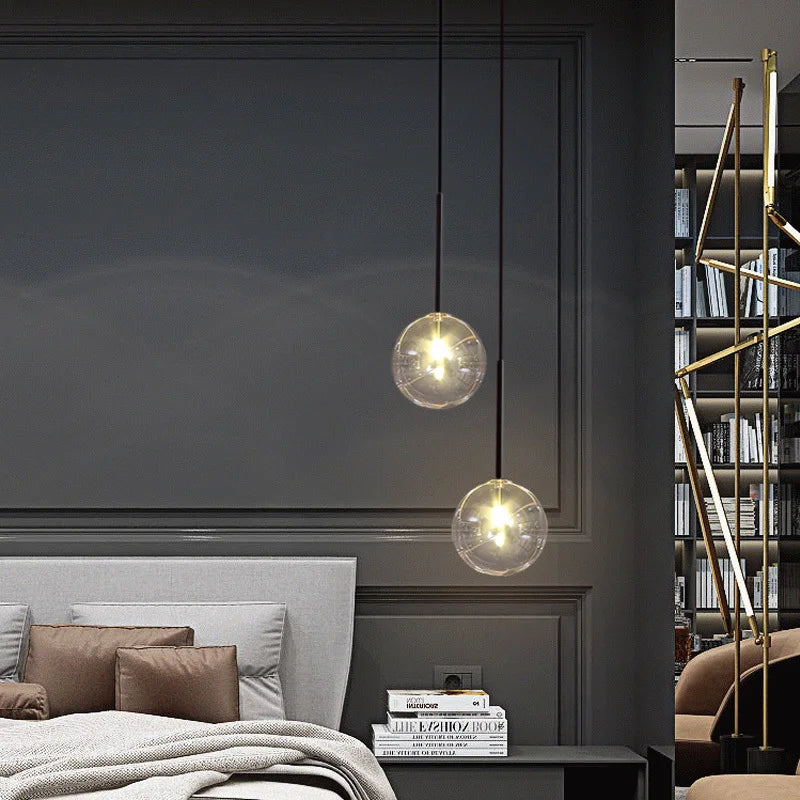 πολυτελές led πολυέλαιος μαύρη μπάλα γυαλί εσωτερική διακόσμηση χωλ τραπεζαρία εστιατορίου