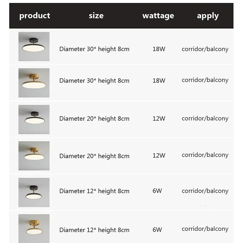 μινιμαλιστικό φως οροφής led χρυσό μαύρο χάλκινο υπνοδωμάτιο σαλόνι χωλ διάδρομος