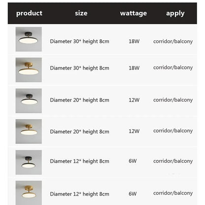 μινιμαλιστικό φως οροφής led χρυσό μαύρο χάλκινο υπνοδωμάτιο σαλόνι χωλ διάδρομος