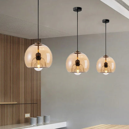 Φωτιστικό κρεμαστό σχέδιο σκανδιναβικής μπάλας σε καπνιστό γυαλί