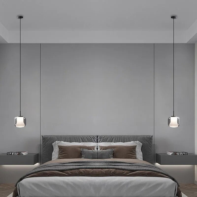 Μοντέρνο κρεμαστό φωτιστικό LED με τρικέφαλο γκρι καπνικό γυαλί