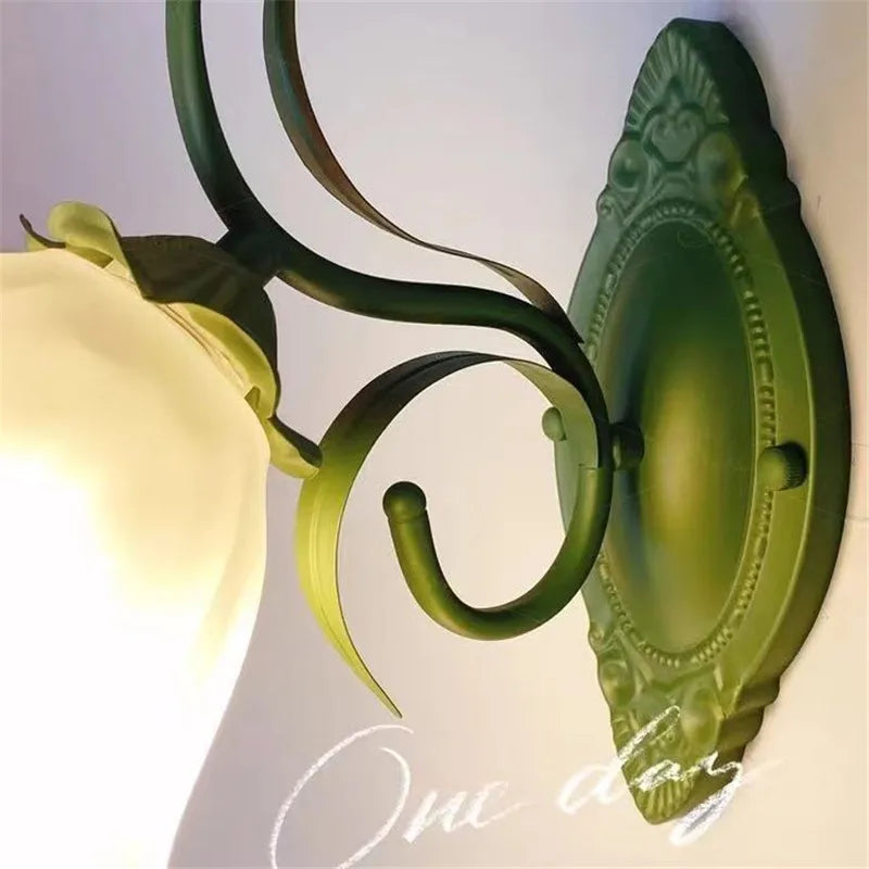 Vintage Γαλλικό λουλούδι Φωτιστικό τοίχου