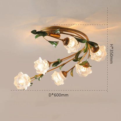 Φωτιστικό οροφής από σκανδιναβικό ποιμενικό γυάλινο λουλούδι led viridiplantae