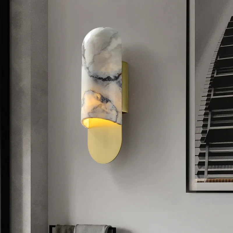 Φωτιστικό τοίχου πολυτελείας από χαλκό και μάρμαρο