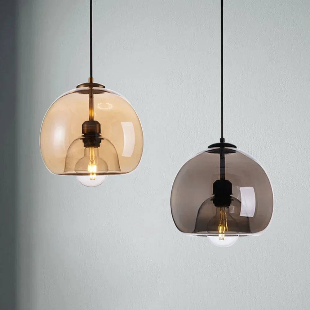 Φωτιστικό κρεμαστό σχέδιο σκανδιναβικής μπάλας σε καπνιστό γυαλί