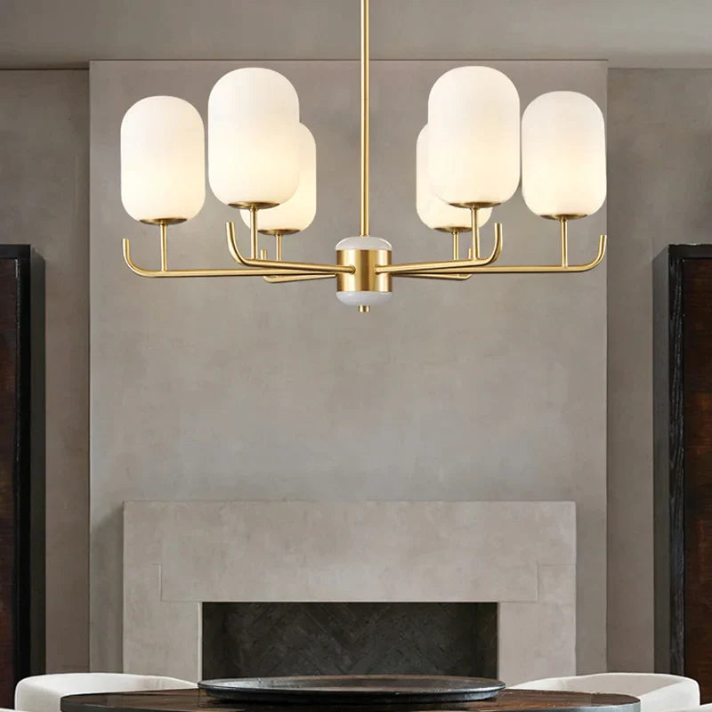 Πλήρης χάλκινος πολυέλαιος LED Φωτιστικό Post Modern Luxury Φουαγιέ Κρεβατοκάμαρα Γυαλί μελέτης Κρεμαστό φωτιστικό Τραπεζαρίας Φωτιστικά ξενοδοχείου