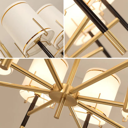 Πολυτελής χάλκινος ντιζάιν πολυέλαιος με αμπαζούρ αμερικάνικου στυλ