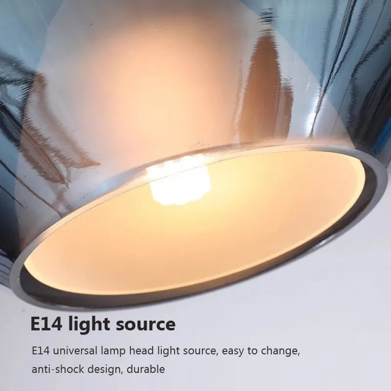 Μινιμαλιστικό κρεμαστό φως LED σε μωβ γυαλί