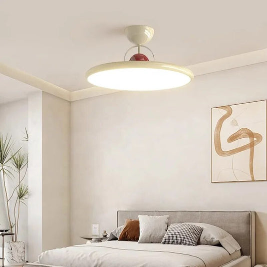 Φωτιστικό οροφής Nordic LED σε κρεμ σίδερο με ιπτάμενο δίσκο
