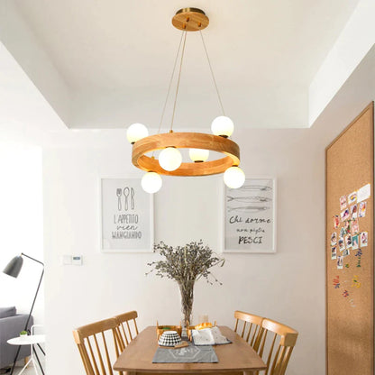 Στρογγυλό ξύλινο δαχτυλίδι πολυελαίου Nordic design