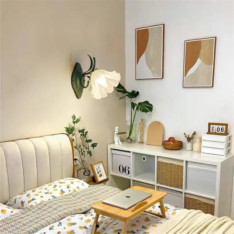 Vintage Γαλλικό λουλούδι Φωτιστικό τοίχου