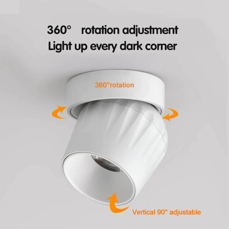 Πτυσσόμενη λάμπα Led Spot Φωτιστικά με ρυθμιζόμενο φωτισμό COB 15w Επιφανειακά τοποθετημένα Downlight για εσωτερικό φωτισμό Φώτα LED κρεβατοκάμαρας