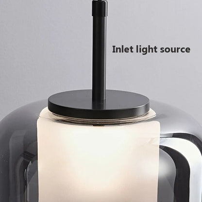 Μοντέρνο κρεμαστό φωτιστικό LED με τρικέφαλο γκρι καπνικό γυαλί