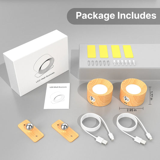 στρογγυλό κατευθυντικό ξύλινο φως τοίχου LED