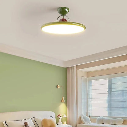 Φωτιστικό οροφής Nordic LED σε κρεμ σίδερο με ιπτάμενο δίσκο