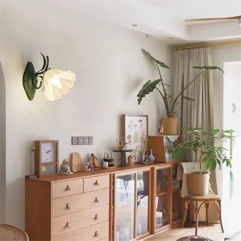 Vintage Γαλλικό λουλούδι Φωτιστικό τοίχου