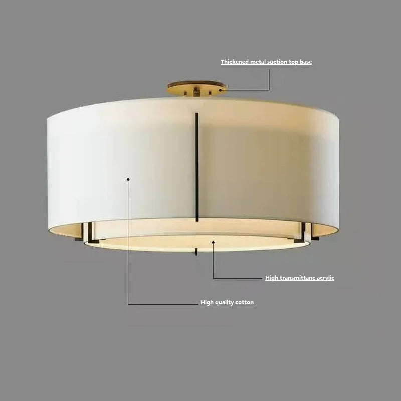 Φωτιστικό οροφής κινέζικου στυλ LED Simplicity Art Fabric Στρογγυλό
