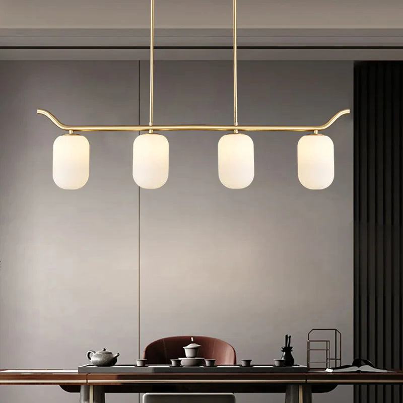 Πλήρης χάλκινος πολυέλαιος LED Φωτιστικό Post Modern Luxury Φουαγιέ Κρεβατοκάμαρα Γυαλί μελέτης Κρεμαστό φωτιστικό Τραπεζαρίας Φωτιστικά ξενοδοχείου