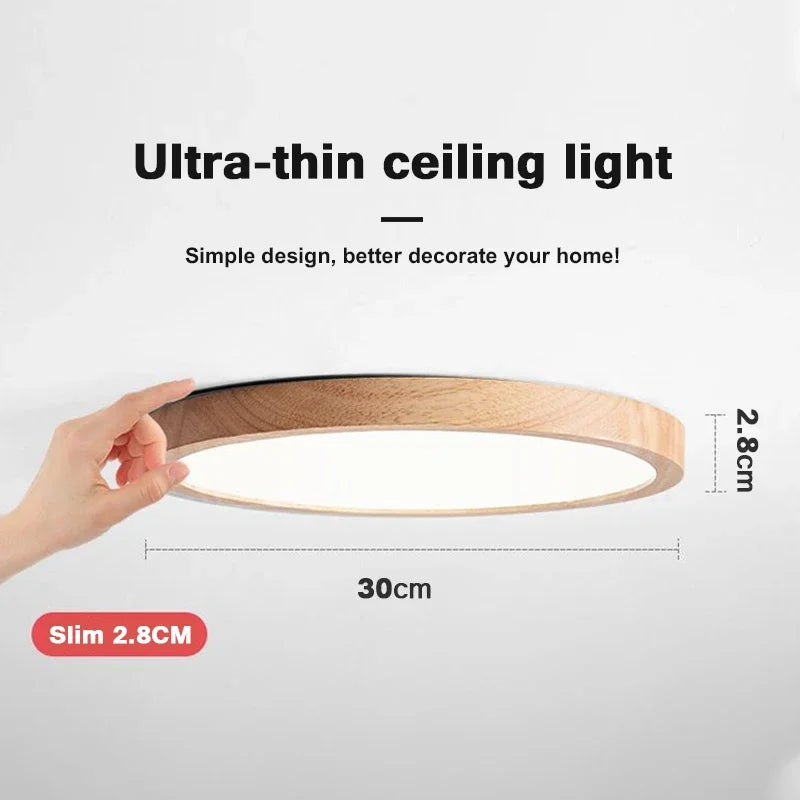 Μοντέρνο Slim LED Φωτιστικό Οροφής Ξύλινο Σαλόνι Υπνοδωμάτιο Μελέτη Διάδρομος Φουαγιέ